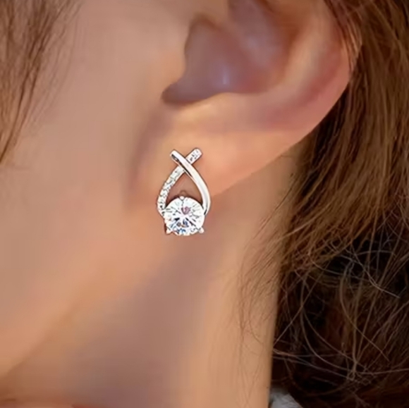 Silver Rinestone Earrings - Picture 3 of 3